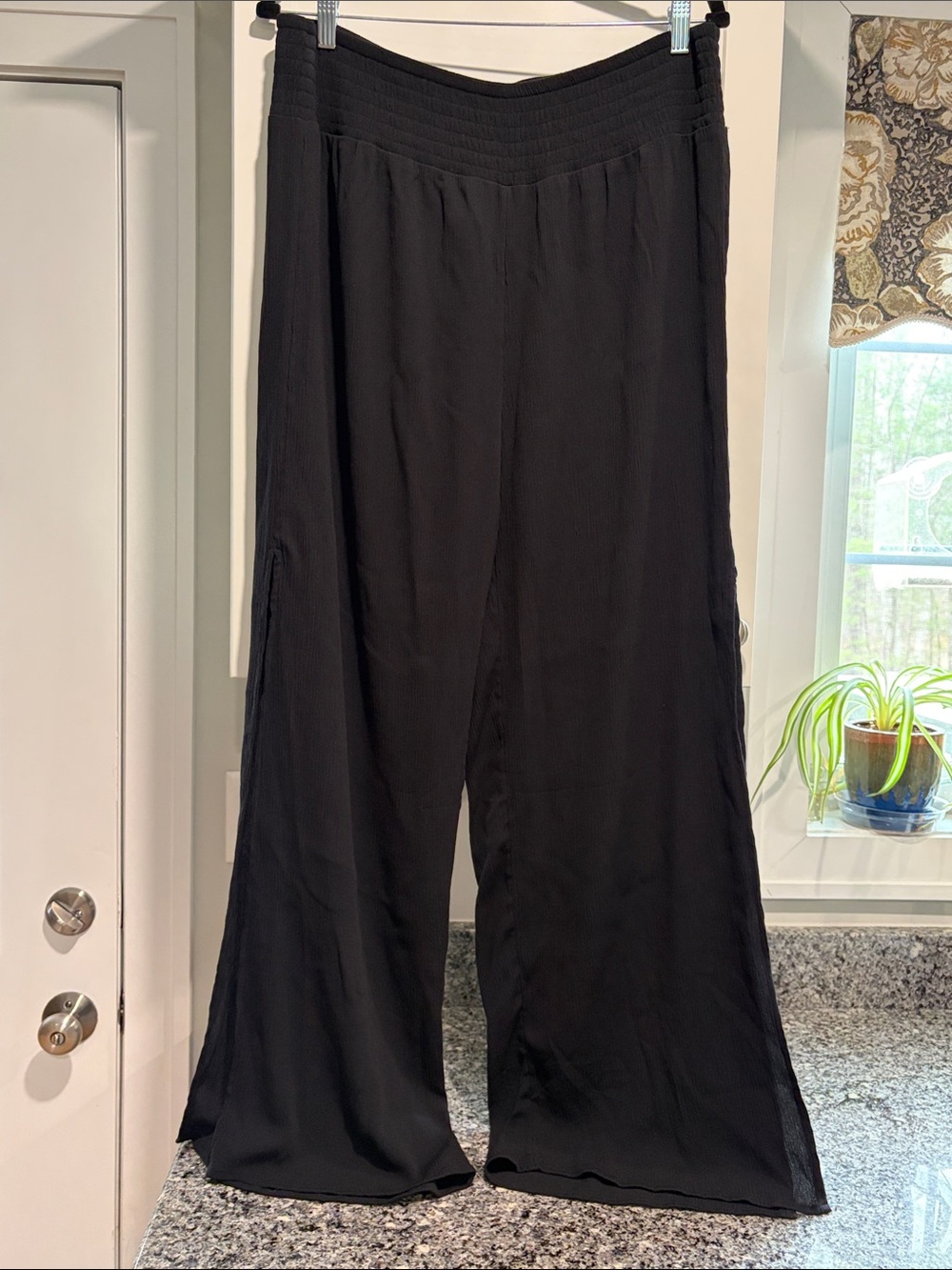 Shade & Shore Black Wide-Leg Pull-On Pants